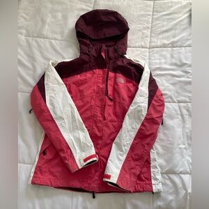 The North Face Hyvent 3 In 1 Jacket Size M Insulated Hooded Salmon Burgundy Ski
